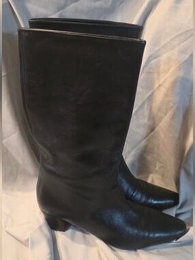 Loeffler Randall Womens Cleo Black Leather Mid-Calf Boot Size 8 Preowned